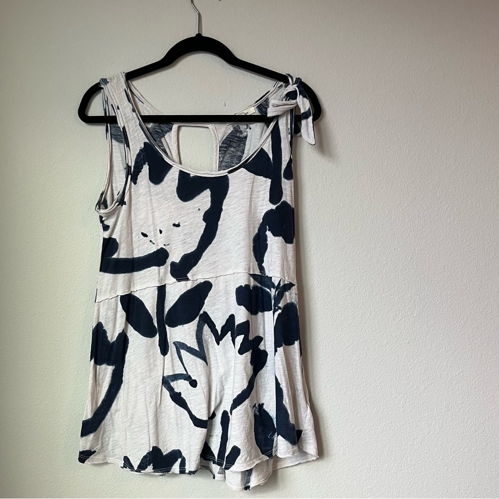 Anthropologie Pure Good Brand blue and cream oversized tunic Size:XS